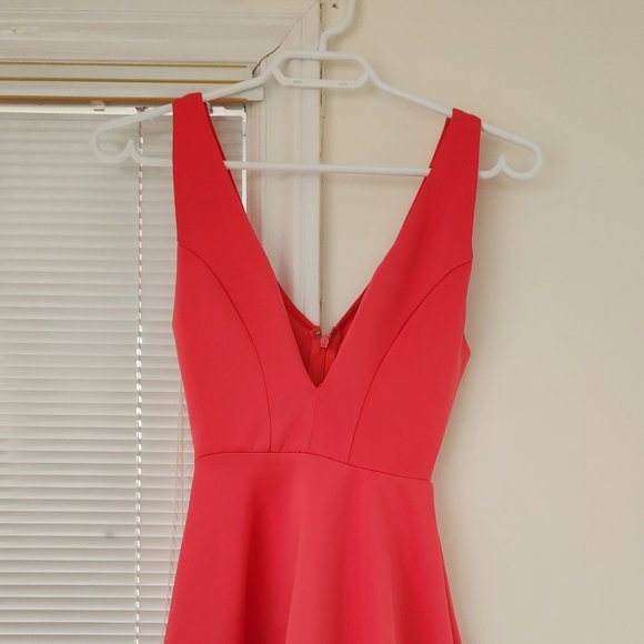Pink Low Cut Skater Dress - Picture 1 of 2